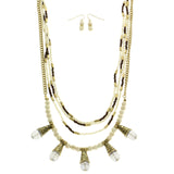 Mi Amore Necklace-Earring-Set Gold-Tone/White