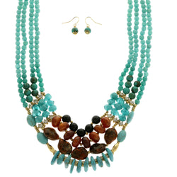 Mi Amore Necklace-Earring-Set Blue/Red