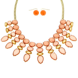 Mi Amore Necklace-Earring-Set Pink/Peach