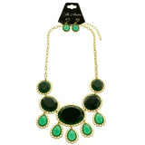 Mi Amore Necklace-Earring-Set Green/Gold-Tone