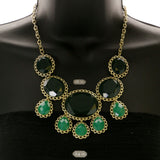 Mi Amore Necklace-Earring-Set Green/Gold-Tone