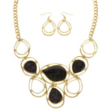 Mi Amore Necklace-Earring-Set Gray/Gold-Tone