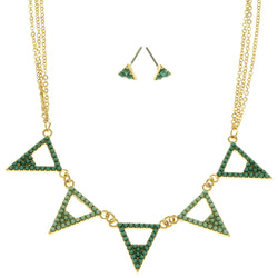 Mi Amore Necklace-Earring-Set Green/Gold-Tone