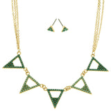 Mi Amore Necklace-Earring-Set Green/Gold-Tone