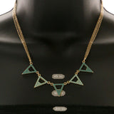 Mi Amore Necklace-Earring-Set Green/Gold-Tone