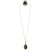 Mi Amore Necklace-Earring-Set Green/Gold-Tone