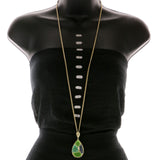 Mi Amore Necklace-Earring-Set Green/Gold-Tone