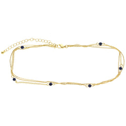Mi Amore Choker-Necklace Gold-Tone/Blue