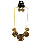 Mi Amore Necklace-Earring-Set Brown/Gold-Tone