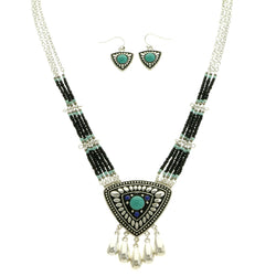 Mi Amore Necklace-Earring-Set Blue/Silver-Tone