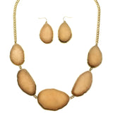 Mi Amore Necklace-Earring-Set Peach/Gold-Tone