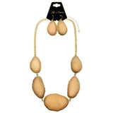 Mi Amore Necklace-Earring-Set Peach/Gold-Tone