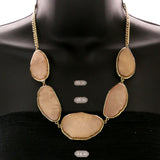 Mi Amore Necklace-Earring-Set Peach/Gold-Tone