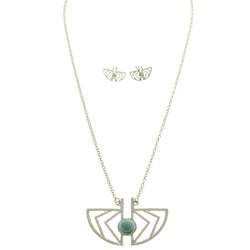 Mi Amore Necklace-Earring-Set Silver-Tone/Blue