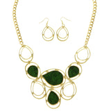 Mi Amore Necklace-Earring-Set Green/Gold-Tone