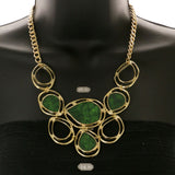 Mi Amore Necklace-Earring-Set Green/Gold-Tone