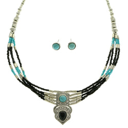 Mi Amore Necklace-Earring-Set Black/Blue