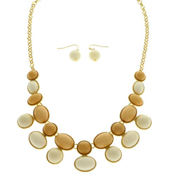 Mi Amore Necklace-Earring-Set Peach/White