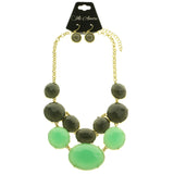 Mi Amore Necklace-Earring-Set Green/Gray