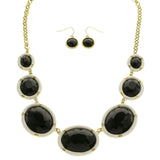 Mi Amore Necklace-Earring-Set Black/Gold-Tone