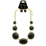 Mi Amore Necklace-Earring-Set Black/Gold-Tone