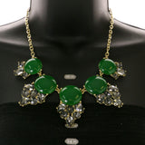 Mi Amore Necklace-Earring-Set Green/Gold-Tone