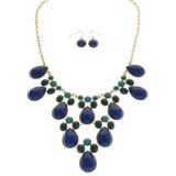 Mi Amore Necklace-Earring-Set Blue/Gold-Tone