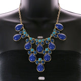 Mi Amore Necklace-Earring-Set Blue/Gold-Tone