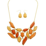 Mi Amore Necklace-Earring-Set Peach/Gold-Tone