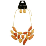 Mi Amore Necklace-Earring-Set Peach/Gold-Tone