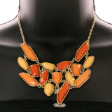 Mi Amore Necklace-Earring-Set Peach/Gold-Tone