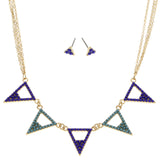 Mi Amore Necklace-Earring-Set Blue/Gold-Tone