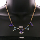 Mi Amore Necklace-Earring-Set Blue/Gold-Tone