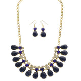 Mi Amore Necklace-Earring-Set Blue/Gold-Tone