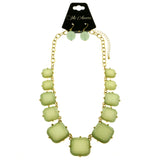 Mi Amore Necklace-Earring-Set Green/Gold-Tone