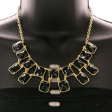 Mi Amore Necklace-Earring-Set Black/Gold-Tone