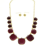 Mi Amore Necklace-Earring-Set Purple/Gold-Tone