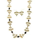 Mi Amore Leaves Necklace-Earring-Set Gold-Tone/Black