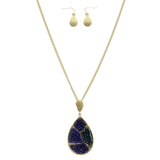 Mi Amore Necklace-Earring-Set Blue/Gold-Tone