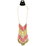 Mi Amore Leaves Fashion-Necklace Pink/Gold-Tone
