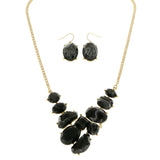 Mi Amore Necklace-Earring-Set Black/Gold-Tone