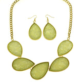 Mi Amore Necklace-Earring-Set Green/Gold-Tone