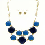 Mi Amore Necklace-Earring-Set Blue/Gold-Tone