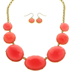 Mi Amore Necklace-Earring-Set Pink/Gold-Tone