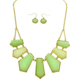 Mi Amore Necklace-Earring-Set Green/Gold-Tone