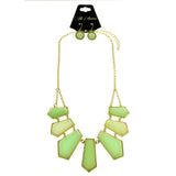 Mi Amore Necklace-Earring-Set Green/Gold-Tone