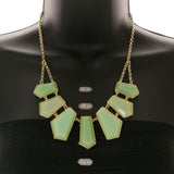 Mi Amore Necklace-Earring-Set Green/Gold-Tone