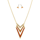 Mi Amore Necklace-Earring-Set Peach/Gold-Tone