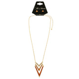 Mi Amore Necklace-Earring-Set Peach/Gold-Tone