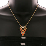 Mi Amore Necklace-Earring-Set Peach/Gold-Tone